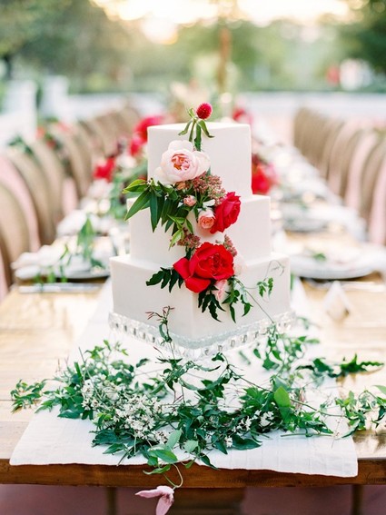 Red and green wedding cake