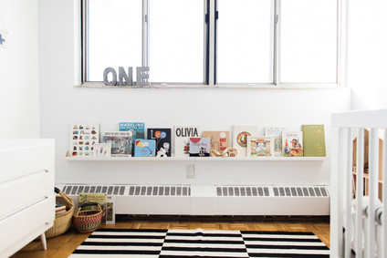 Modern wood and white nursery