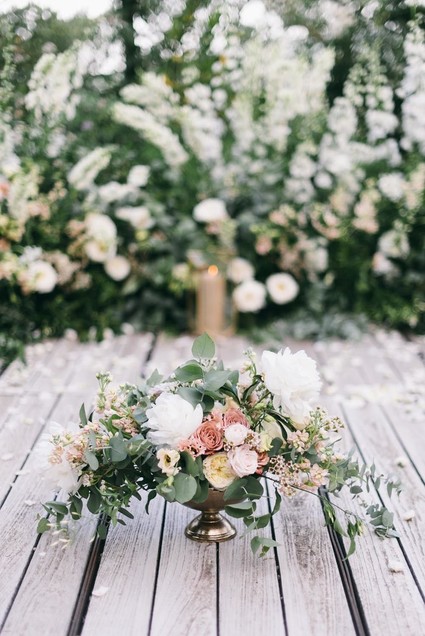 Green and white floral arrangement