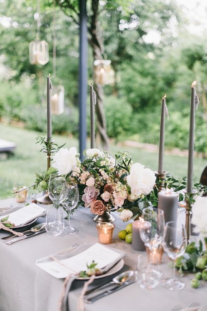 Grey and gold tablescape