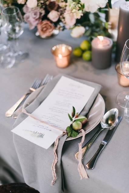 Grey and gold place setting