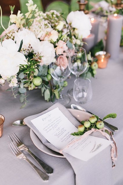 Grey and gold place setting