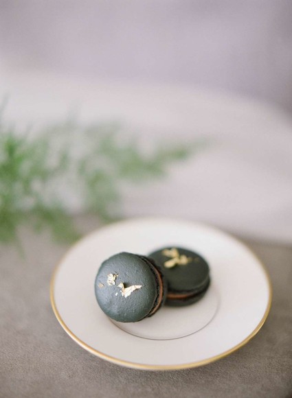 Black and gold macarons