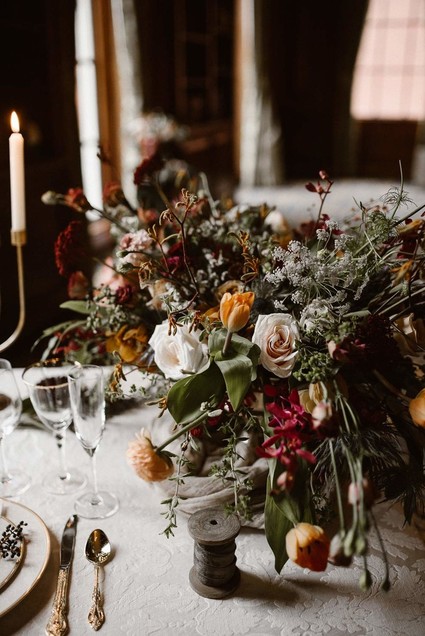 Moody wedding flowers