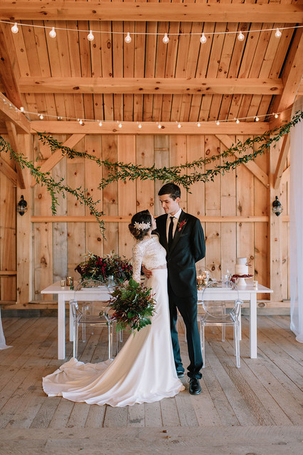 Modern barn winter wedding inspiration