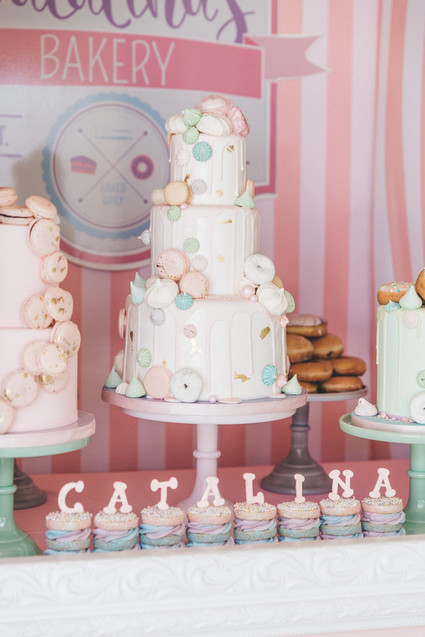 Pastel bakery 1st birthday party Inspiration