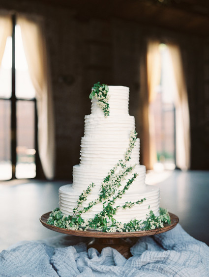 Green and white wedding cake