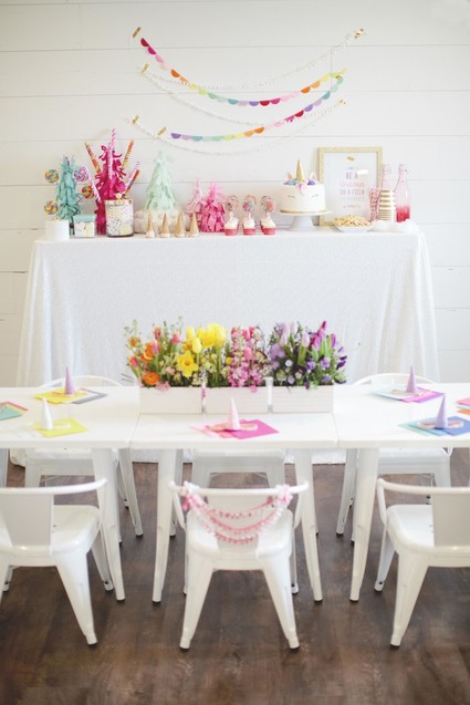 Spring floral unicorn birthday party Inspiration