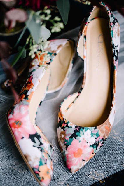 Floral bridal shoes