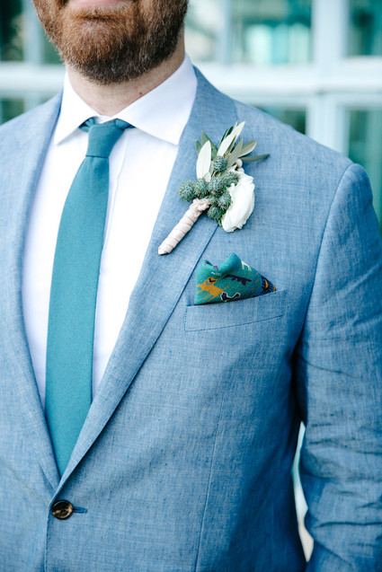 Blue groom's suit