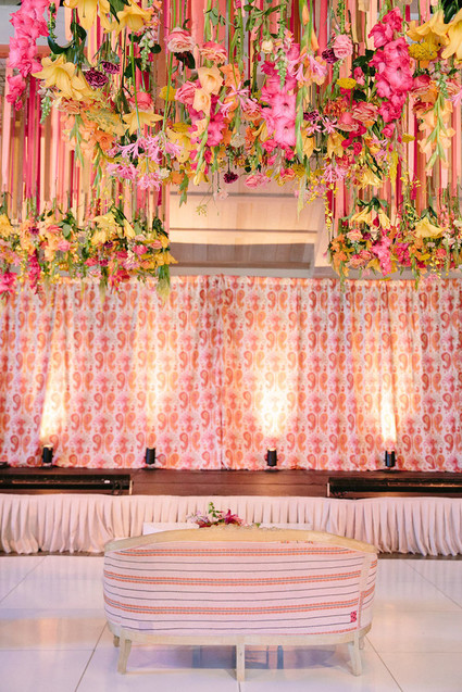 Pink rehearsal dinner decor