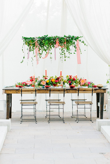 Colorful bridal shower table