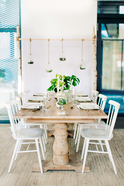 Green and white tablescape