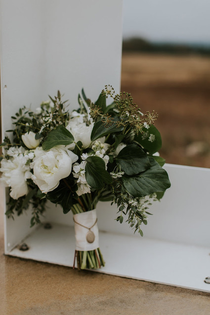 Green and white bridal bouquet