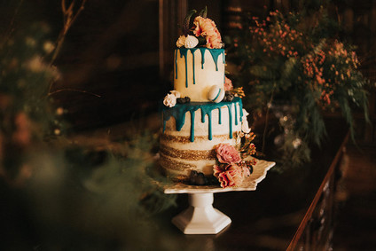 Moody floral wedding cake