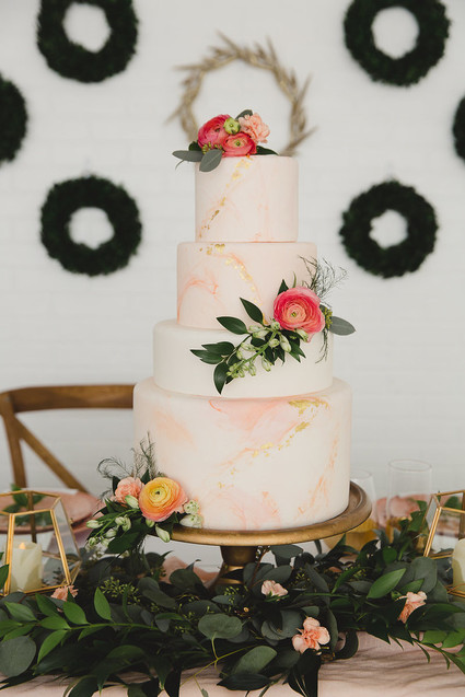 Peach wedding cake