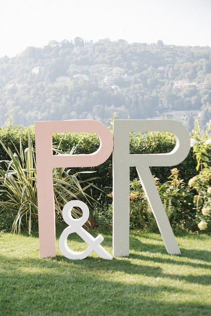 Bride and groom wedding signs