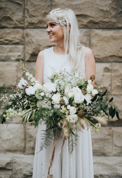 Green and white bridal bouquet