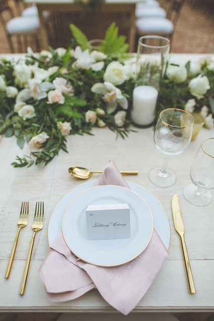Pink and gold place setting