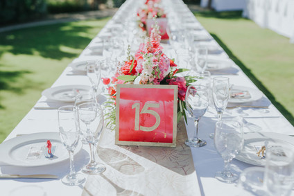 Hot pink table number