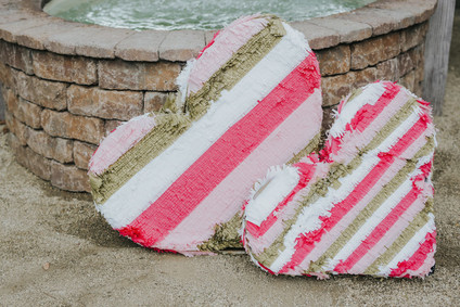 Pink and gold fringe hearts