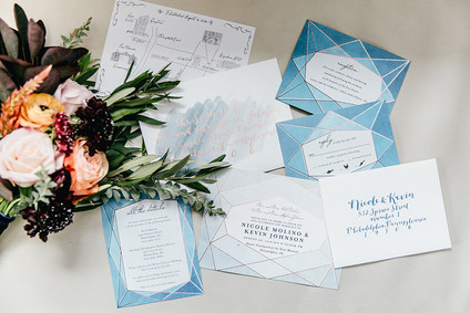 Blue wedding invitations