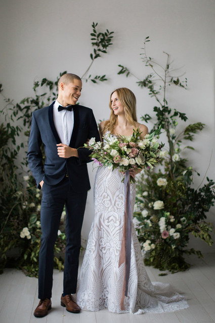 Spring bride and groom