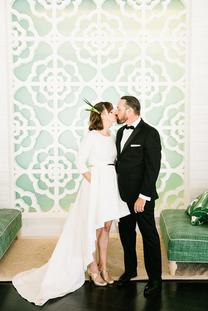 Mid-century inspired wedding portrait