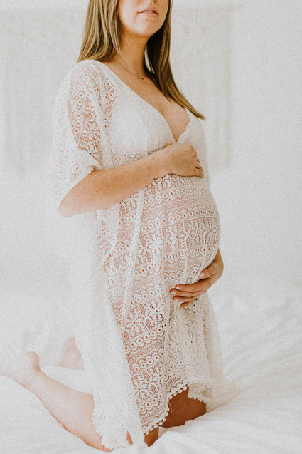 All white bohemian maternity photos