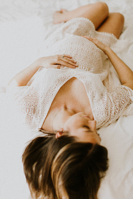 All white bohemian maternity photos