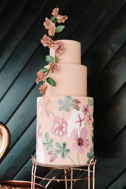 Pink floral wedding cake