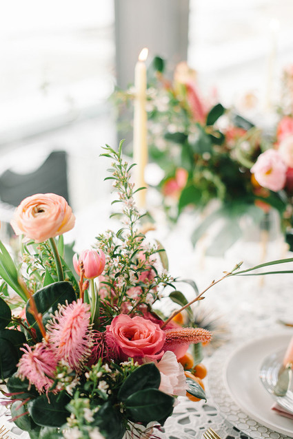 Coral wedding florals