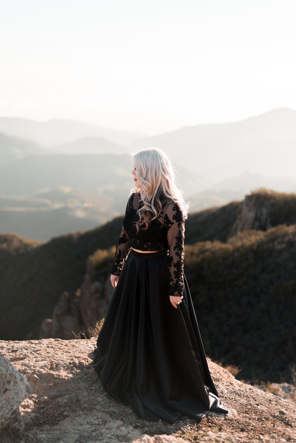 Black engagement shoot dress