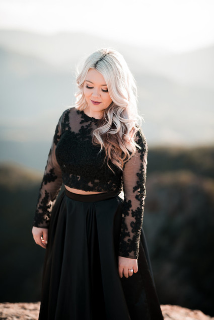Black engagement shoot dress