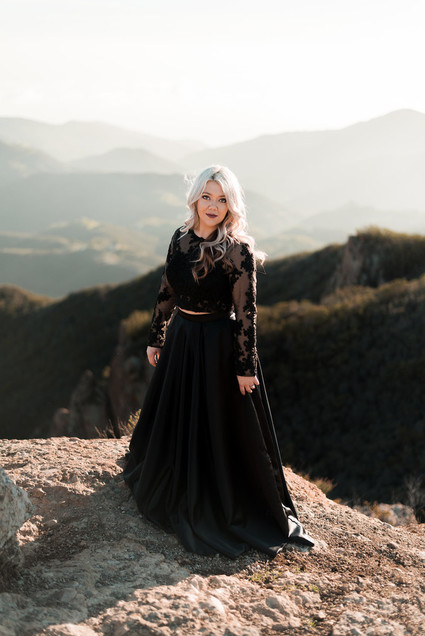 Black engagement shoot dress
