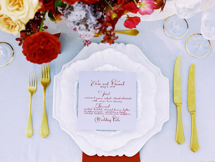 Red calligraphy menu