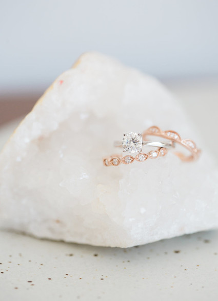 Diamond alternative engagement and wedding rings