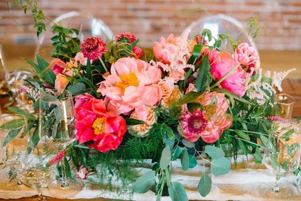 coral peony floral arrangement