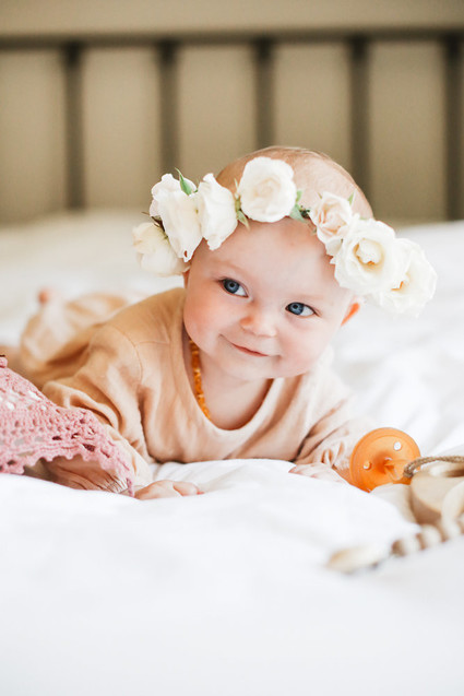 baby girl with flower crown