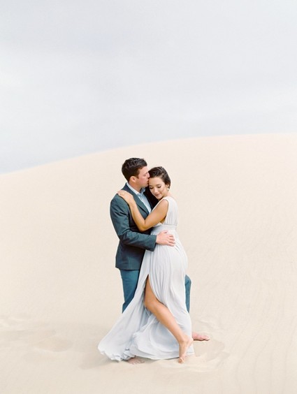 Pastel sand dune engagement photos
