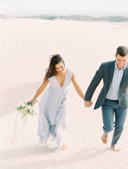 Pastel sand dune engagement photos