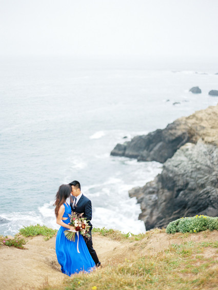 Blue dress engagement photos