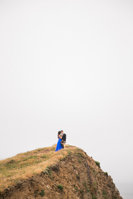 Blue dress engagement photos