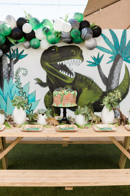 Modern prehistoric dinosaur 4th birthday Inspiration