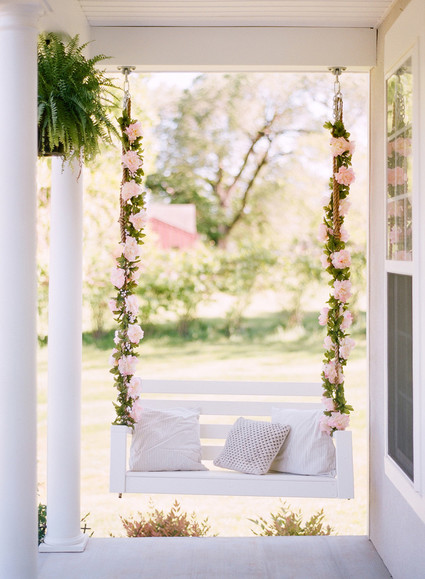 floral garland porch swing