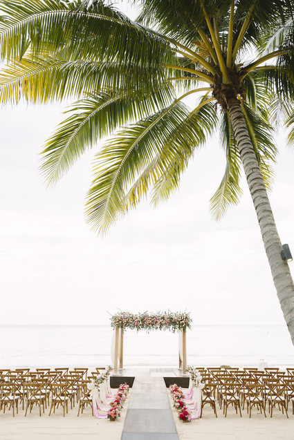 pink watercolor-inspired beach wedding in Phuket, Thailand