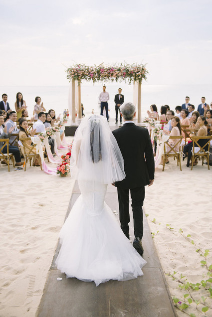 pink watercolor-inspired beach wedding in Phuket, Thailand