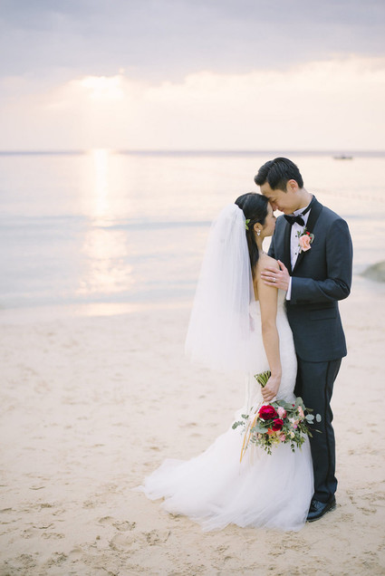 pink watercolor-inspired beach wedding in Phuket, Thailand