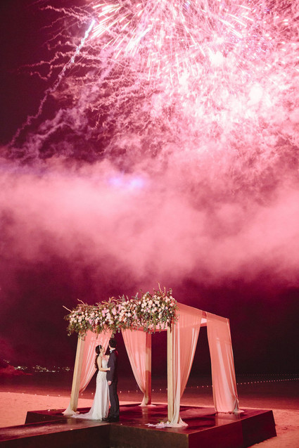 pink fireworks for wedding
