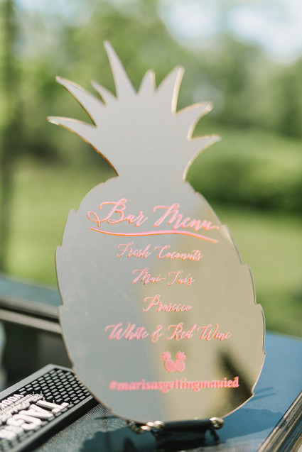 Pineapple bar menu